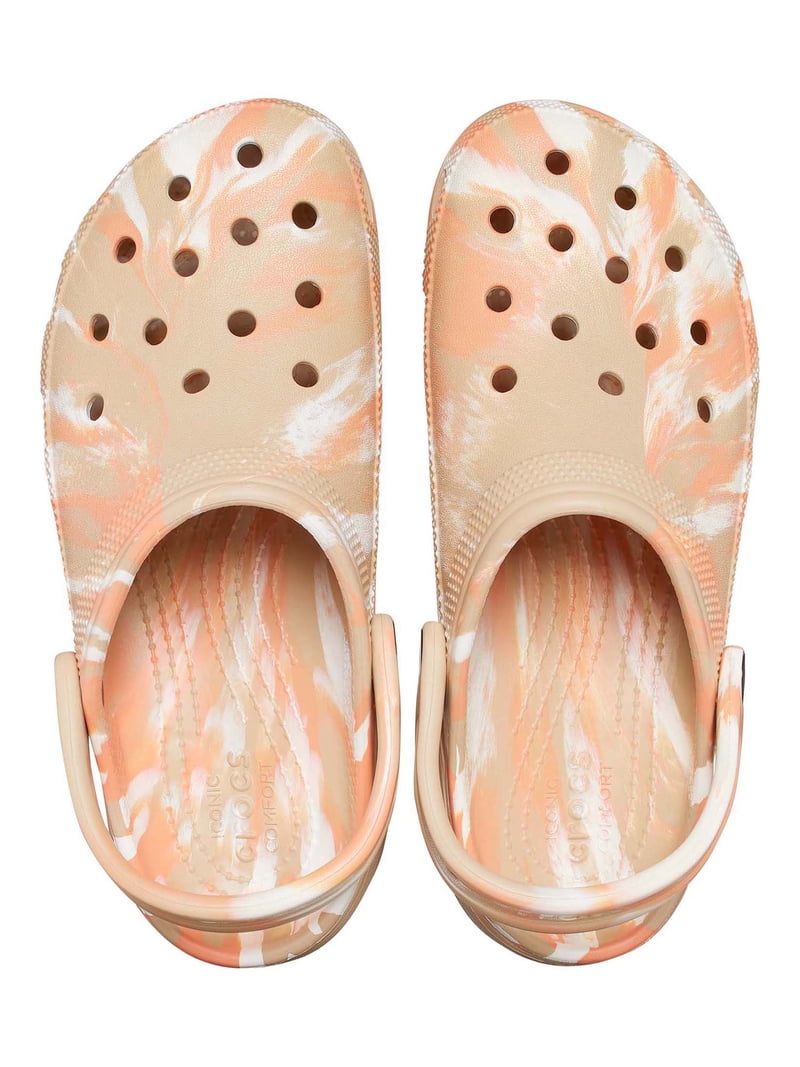 Marbled Tan & Cream Slip-On Foam Crocs New CROCS Womens CRUSH MARBLED CLOG 208265-2Y3 BONE / MULTI  main image 4