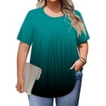 thumbnail image 2 of Plebaso Plus Size Tops for Women 2025 Crewneck Dressy T Shirts Short Sleeve Loose Gradient Color Blouses, 2 of 7
