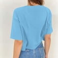 thumbnail image 4 of BOOMNY Women's Short Sleeve Crop Tops Letter Graphic Y2K Loose Summer Tees for Women, 4 of 5