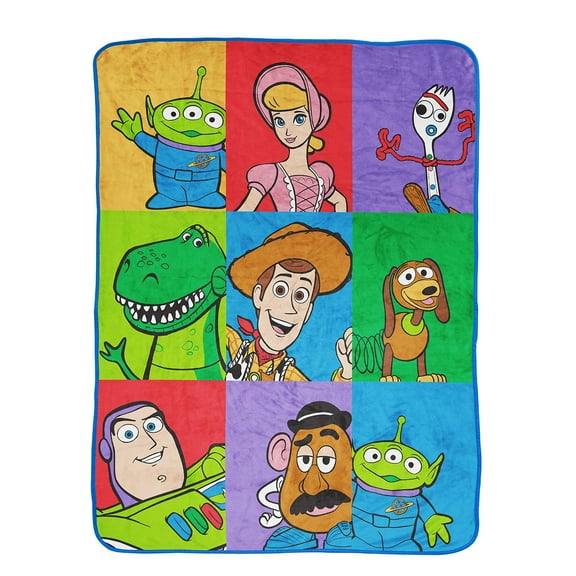 Toy Story Squares Kids Throw, 46" x 60", 100% Polyester, Multi-color, Disney