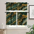 thumbnail image 3 of Green Jade Gold Marble Valances Set for Kitchen, Emerald Green Jade Gold Texture Marble Modern Home Decor Rod Pocket Window Drapes for Living Room Dining Room Office 52x18 Inch + 27x24 Inch X 2, 3 of 5