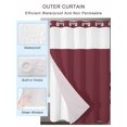 thumbnail image 4 of No Hook Shower Curtain with Snap-in Liner, Red Solid Color Waterproof Fabric Bathroom Curtains, Aesthetics Contemporary Luxury Bath Curtains & Mesh Top Window Stand Up Stall 36"x72", 4 of 9