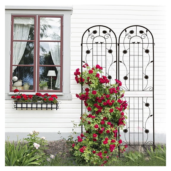 2 Pack Metal Garden Trellis 86.7" x 19.7" Rustproof Trellis for Climbing Plants Outdoor Flower Support Black