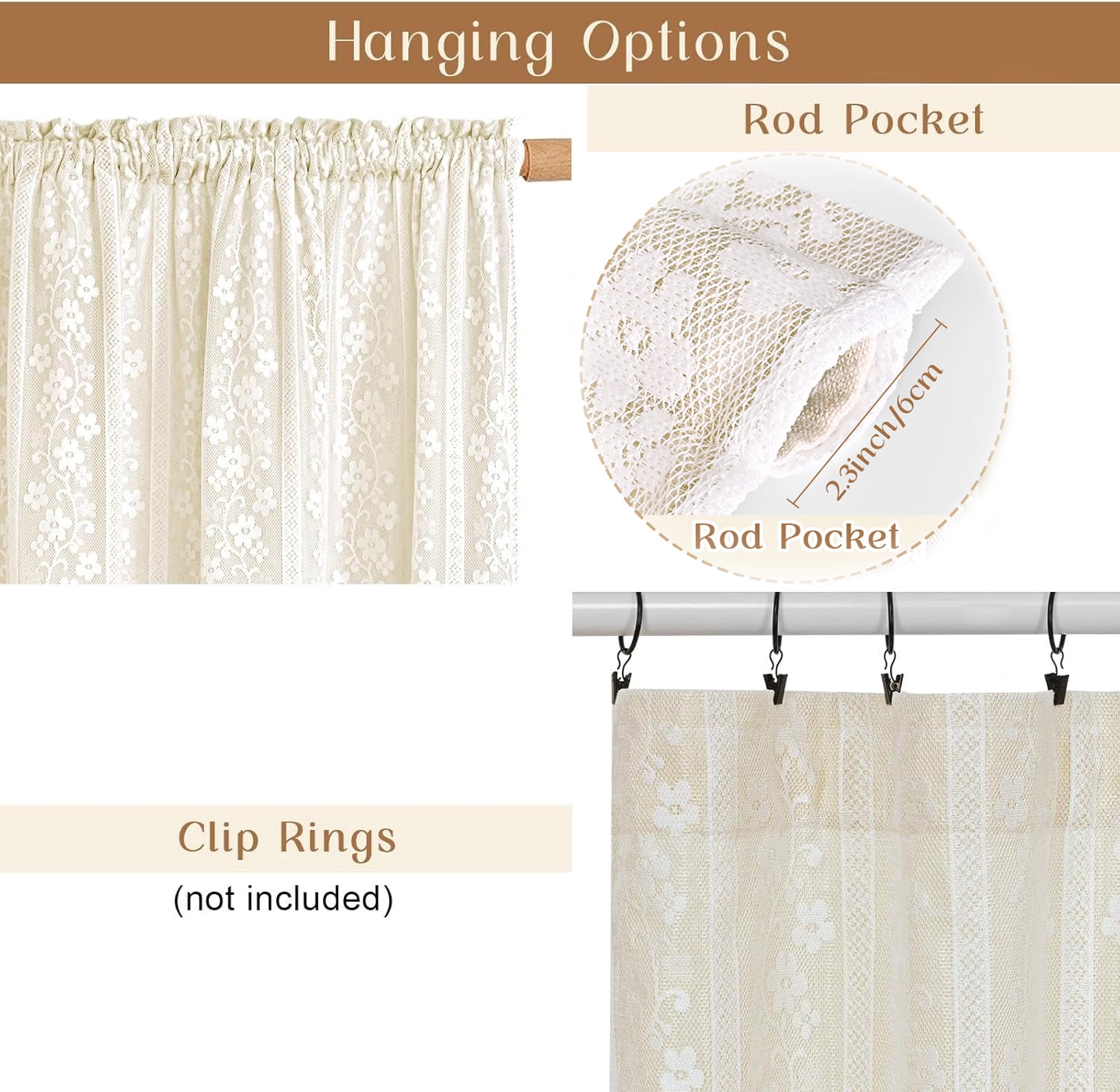 Alishomtll Beige Linen Curtains with Lace Sheer 84 Inches Long, Double Layer Light Filtering Window Drapes for Bedroom Living Room,W52 X L84,2 Panels