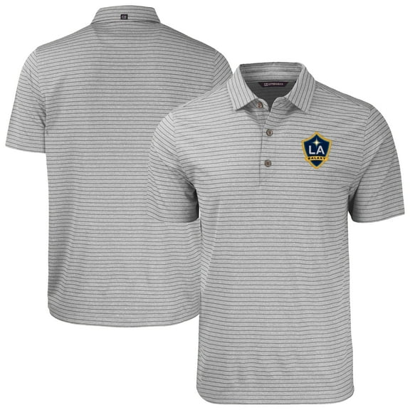 Men's Cutter & Buck Heather Gray LA Galaxy Forge Eco Stripe Stretch Recycled Tri-Blend Polo