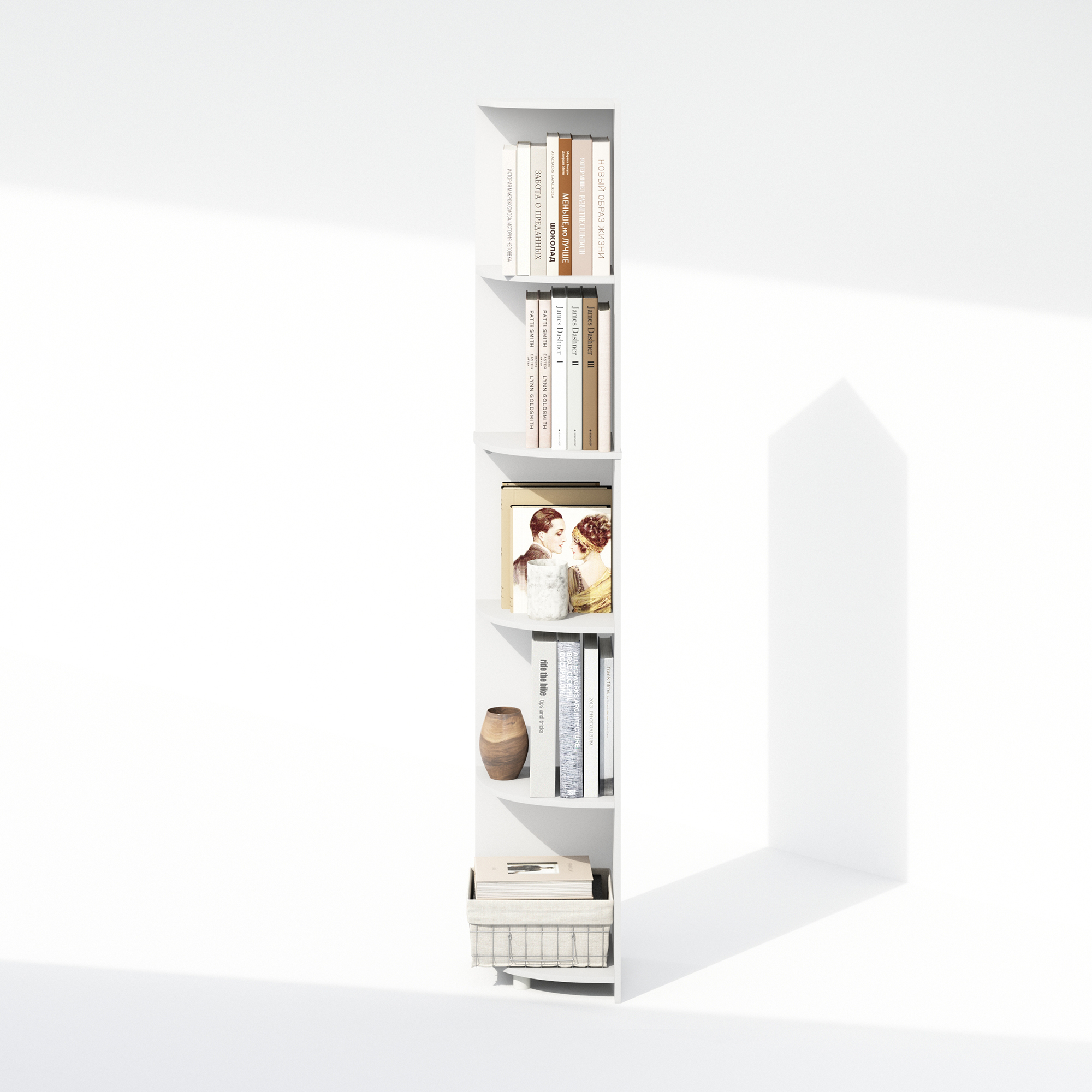 Furinno Basic 5-Tier Corner Multipurpose Standing Shelf, White