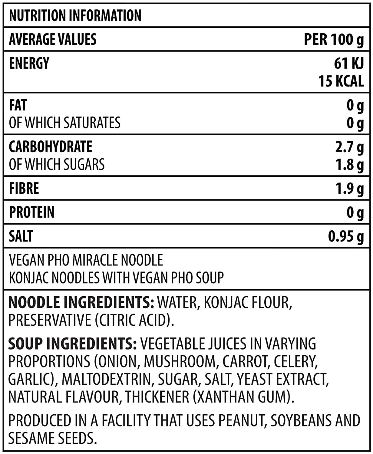Miracle Noodle Soy Free Grain Free Ready To Eat Meal Vegan Pho Noodle Cup, 215 gm [Pack of 6]