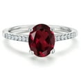 thumbnail image 3 of Gem Stone King 14K White Gold Red Rhodolite Garnet and White Lab Grown Diamond Ring for Women | 2.26 Cttw | Oval 9X7MM | Gemstone January Birthstone | Size 8, 3 of 6