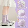 thumbnail image 3 of Girls Cotton Thin Mesh Crew Socks, Kids Floral Flower Cute Summer Socks, 5 Pairs, 3~12Years, 3 of 7