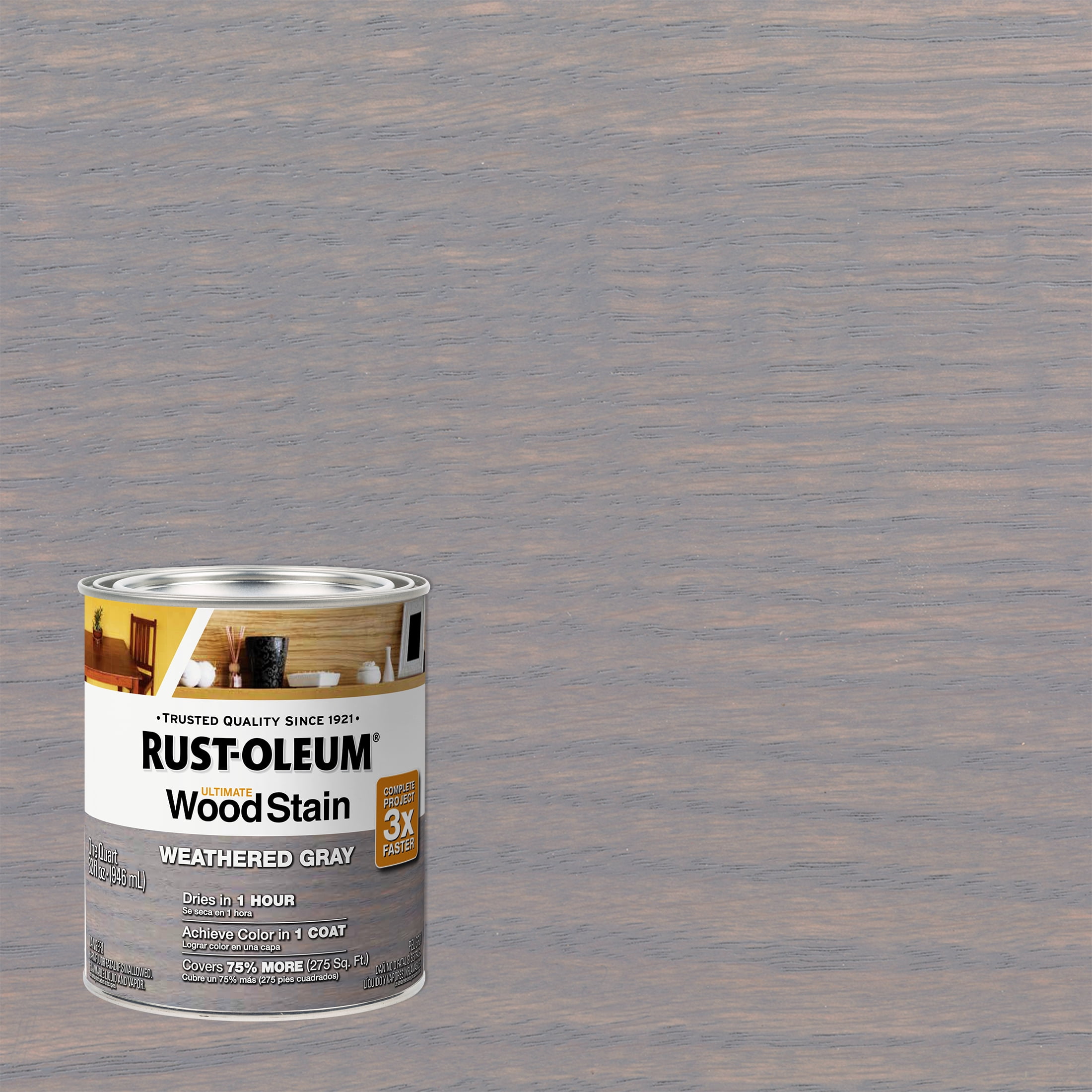 Weathered Gray, Rust-Oleum Ultimate Wood Stain-205627, Quart