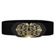 thumbnail image 1 of CINTURÓN ELÁSTICO CON HEBILLA DE METAL TEJIDA EN NUDO RETRO INSPIRADOR, HEBILLA FLORAL - CINTURÓN NEGRO - HEBILLA DE BRONCE 25"-37", 1 of 4