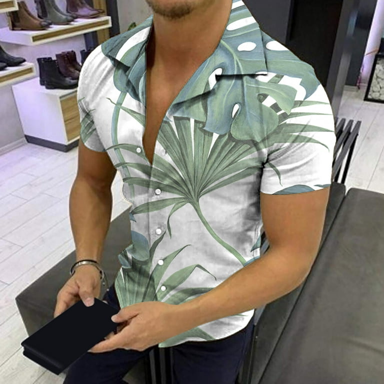 Penkiiy 3D Muscular Man Print Fashion Fitness Round Neck Short Sleeve  T-Shirt T-shirts S Khaki On Clearance