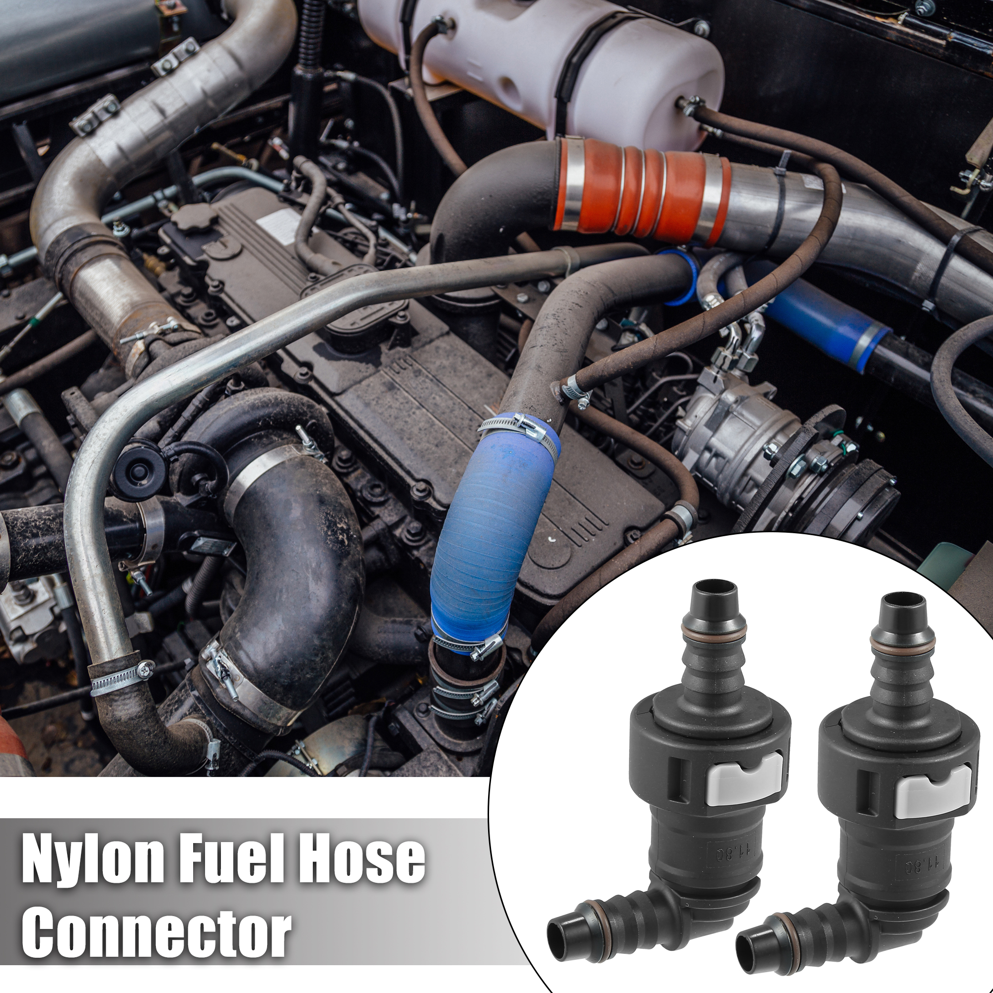 Unique Bargains 2pcs Fuel Line Quick Connect 90 Degree Adapter Connector