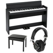 Korg LP-380 88-Keys Grand Digital Piano, Black Bundle with Piano Bench, H&A Versa Professional Studio Monitor Headphones