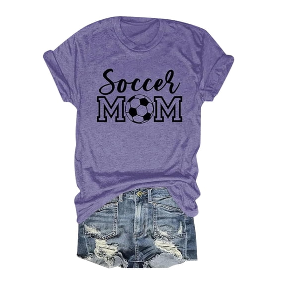 Trendfront Womens Soccer Mom Graphic Tee Sports Ball T Shirt Crewneck Short Sleeve Game Day Athlete Supporter Gifts Summer Casual Tops