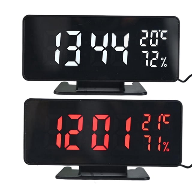 2 relojes digitales USB automáticos de 12/24 horas, relojes eléctricos de gran temperatura, manualidades Blanco y rojo
