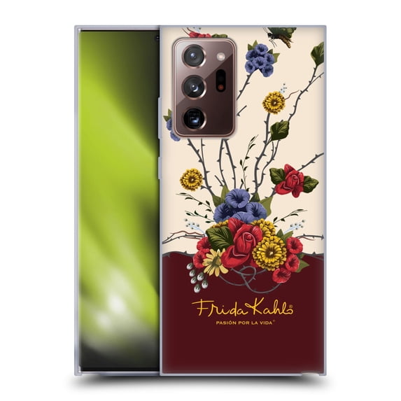 Head Case Designs Officially Licensed Frida Kahlo Red Florals Shrub Soft Gel Case Compatible with Samsung Galaxy Note20 Ultra / 5G