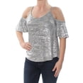 thumbnail image 2 of BAR III $39 Womens New 1117 Silver Heather Cold Shoulder Short Sleeve Top XS B+B, 2 of 2