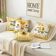 thumbnail image 3 of Happy Bee Sunflower Pillow Covers 18x 18 Farmhouse Decorations Buffalo Plaid Bee Happy Bee Kind Throw Pillow Cases Spring Summer Gnome Truck Honey Cushion Covers Cotton Linen, 3 of 5