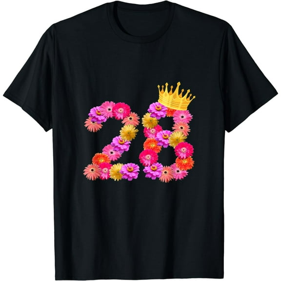 28 Year Old Birthday Women Flower Crown Its My 28th Birthday T-Shirt