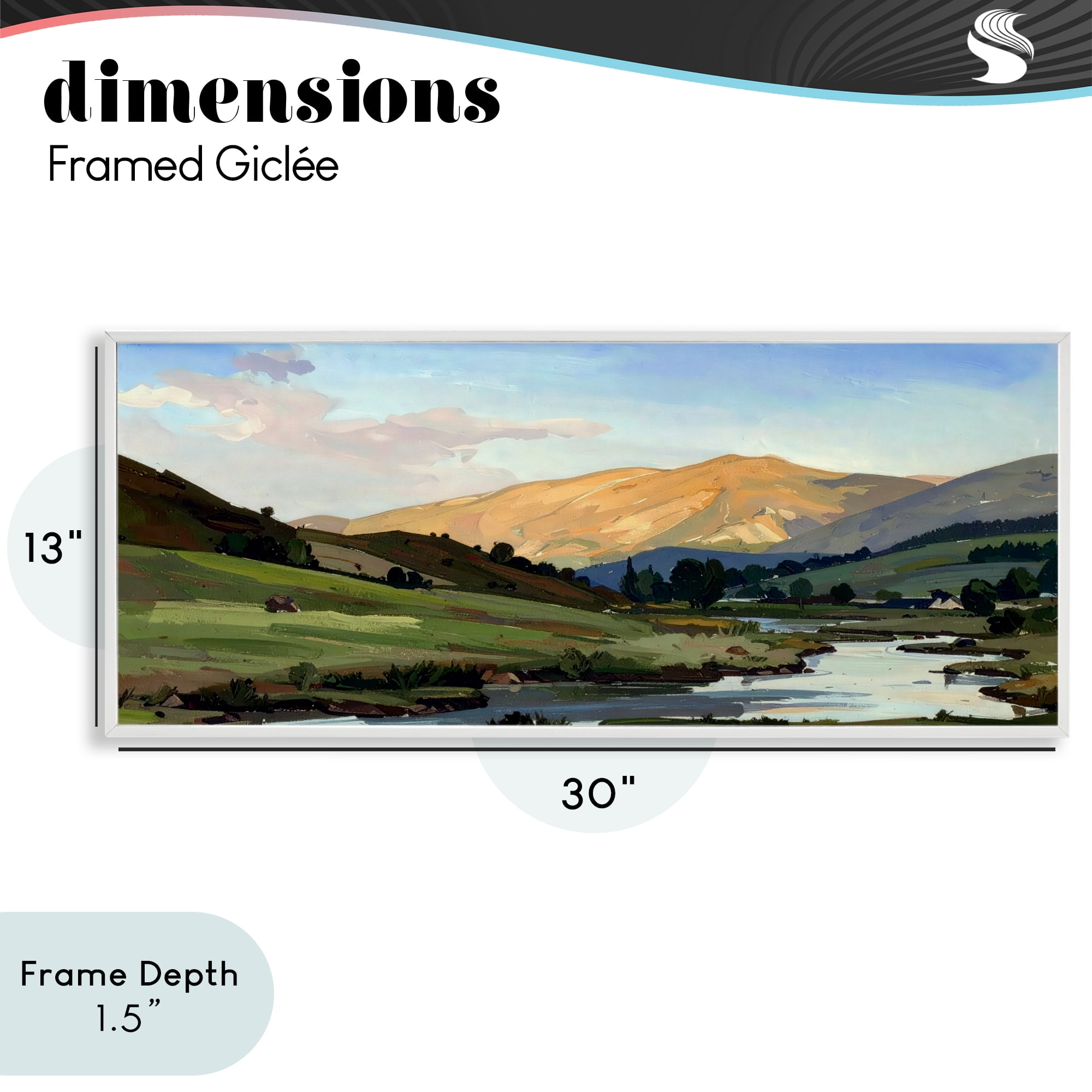 Stupell Industries Across The Valley Landscape White Framed Giclee Art, design by Alonza Saunders