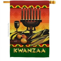 Angeleno Heritage  28 x 40 in. Celebrate Kwanzaa House Flag with Winter Double-Sided Decorative Vertical Flags Decoration Banner Garden Yard Gift