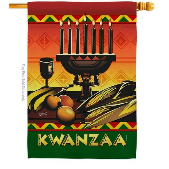 Angeleno Heritage  28 x 40 in. Celebrate Kwanzaa House Flag with Winter Double-Sided Decorative Vertical Flags Decoration Banner Garden Yard Gift