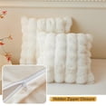 thumbnail image 6 of LIFEREVO 2 Pack Fluffy Faux Rabbit Fur Throw Pillow Covers, Luxury Plush Shaggy 18x18 Bubble Waffle Cushion Covers Zipper, Decorative Furry Fuzzy Ivory Pillow Shams Bedroom Living Room, Beige, 6 of 7