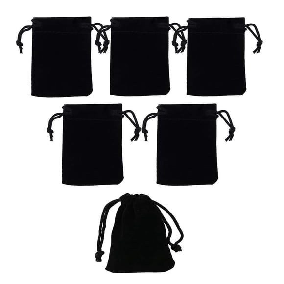 Bolsa de terciopelo con cordón AKOAK para joyas, 7 x 9 cm, negra, 50 unidades