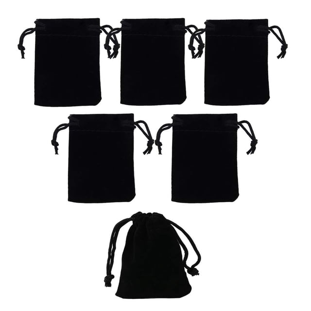 Bolsa de terciopelo con cordón AKOAK para joyas, 7 x 9 cm, negra, 50 unidades