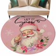 thumbnail image 2 of Pink Christmas Round Area Rug 6 FT, Non Slip Bedroom Area Rug, Santa Winter Snowflake Botanical Rustic Washable Soft Circular Carpet Floor Mat for Kitchen Dining Room Home Office Kids Room, 2 of 9