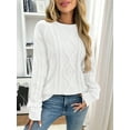 thumbnail image 4 of Women'S Oversized Cable Knit Crewneck Sweaters White S, 4 of 9