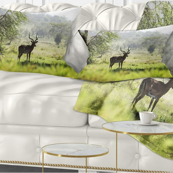 Designart 12" x 20" Green Polyester Throw Pillow