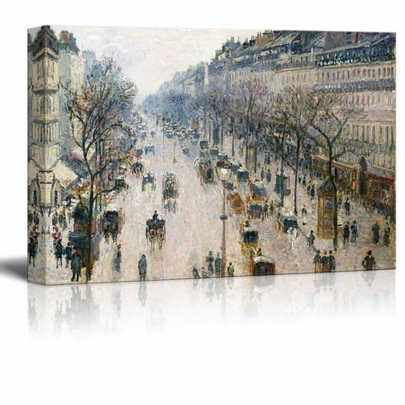 wall26 The Boulevard Montmartre on an Winter Morning by Camille Pissarro - Canvas Print Wall Art Famous Painting Reproduction - 32" x 48"