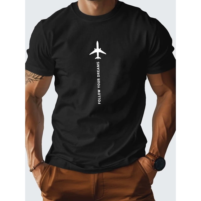 Sigue tu sueño Camiseta de algodón puro para hombre, ajuste cómodo, para adultos, hombres, mujeres, adolescentes, jóvenes, ocio.