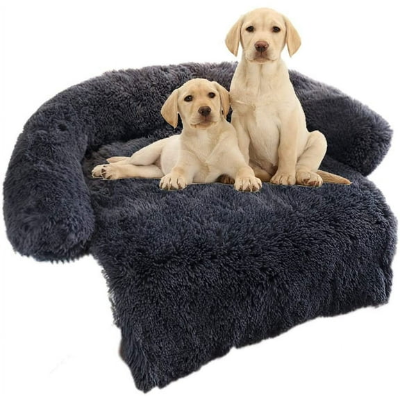 Calming Dog Bed Fluffy Plush Dog Mat for Furniture Protector with Removable Washable Cover for Large Medium Small Dogs and Cats