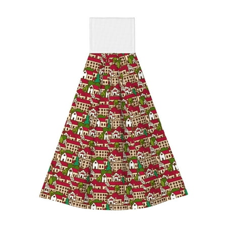 

Gaeub Red Houses Print Hand Towels with Hook Hanging Tie Towels Coral Velvet Dishtowels for Bathroom Restroom Home Decor
