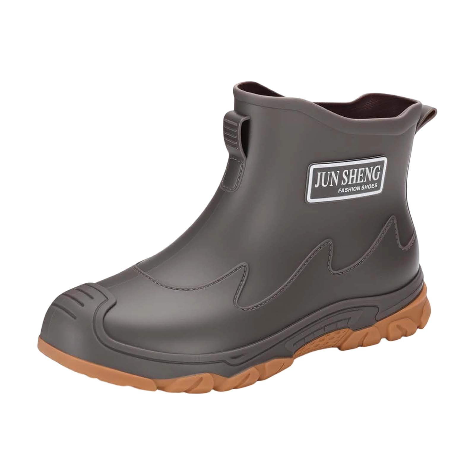 Rain Boots Men Durable High Tops Rain Shoes for Mens Non- Rubber Sole Mens Rain Boots (Grey 7.5)