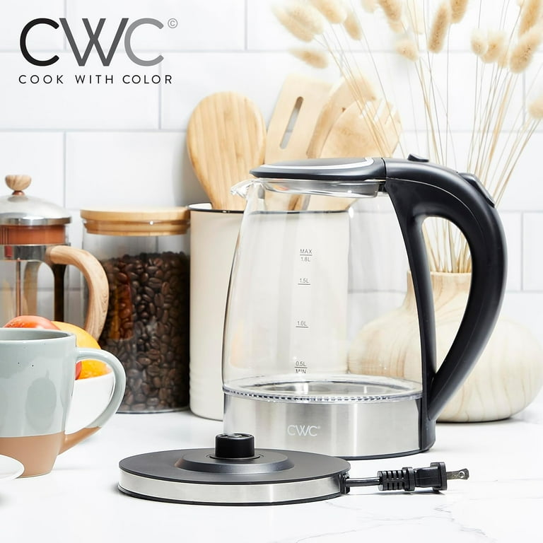 COOK WITH COLOR, Electric Pot, 1.7 L Rapid Boil Glass Water Kettle
