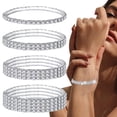 thumbnail image 6 of Unir Stretch Full Rhinestone Bracelet Elastic Tennis Bracelet Stackable Silver Bangle for Women Wedding Party Jewelry Gift 1pc One Size White, 6 of 8