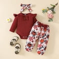 thumbnail image 2 of Gvdentm Baby Girl Summer Clothes Baby Girl Clothes Outfits Ruffle Romper+ Floral Pants + Cute Headband Sets for Girls Clothes Girl|6-9 Months, 2 of 9