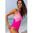 thumbnail image 3 of Chic Rose Red Ric Rac Trim Cutout One Piece Swimsuit with Contrasting Patchwork Design - [ZhiHiMeRi] | (US 12-14)L, 3 of 12