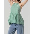 thumbnail image 5 of Yunliwuli Women's Summer Fashion Tank Tops Sleeveless Open Back Halter Neck Striped Peplum Tops, 5 of 9
