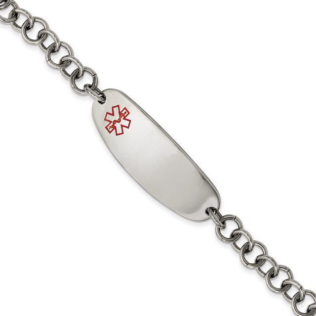 Stainless Steel Medical Alert Id 7.25 Inch Link Bracelet