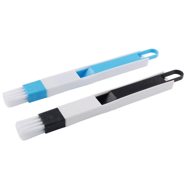 2 PCS Cepillo de limpieza de ranuras de ventana Riel de ventana Ranura de puerta Esquina Cepillo desmontable con recogedor Pantalla Teclado