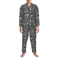 thumbnail image 3 of Daiia simple white Snowflake for Men's Long-Sleeved Pajama Set – Soft & Comfortable Sleepwear Button-Up Pajamas Cozy Lounge Wear-X-Large, 3 of 7