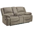 thumbnail image 1 of Signature Design by Ashley Draycoll Causeuse Double Inclinable Manuelle avec Console Centrale, Brun Clair, 1 of 5