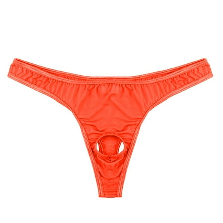 ZSQDM Clearance Underwear for Women  Mens Sleepwear Micro Thong Bikini Front Hole Underwear G-string Underpants Orange One Size
