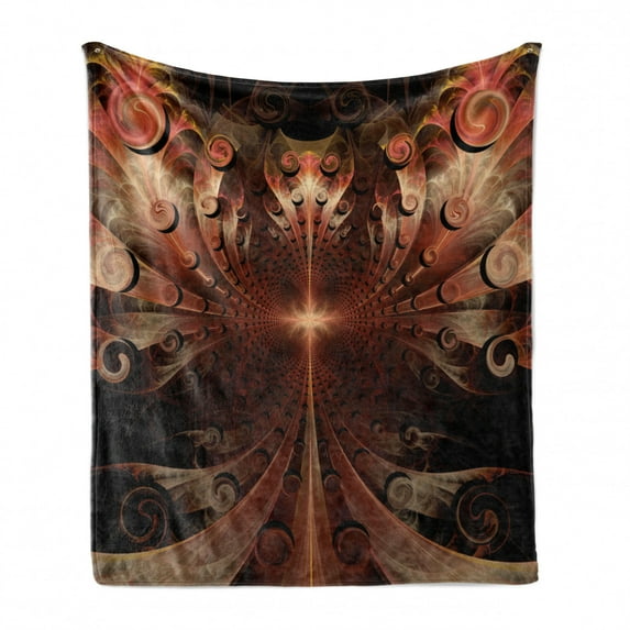 Fractal Soft Flannel Fleece Blanket, Gothic Medieval Heraldic Ornamental Background Middle Age Knight Aged Artwork Print, Cozy Plush for Indoor and Outdoor Use, 50" x 60", Multicolor, by Ambesonne