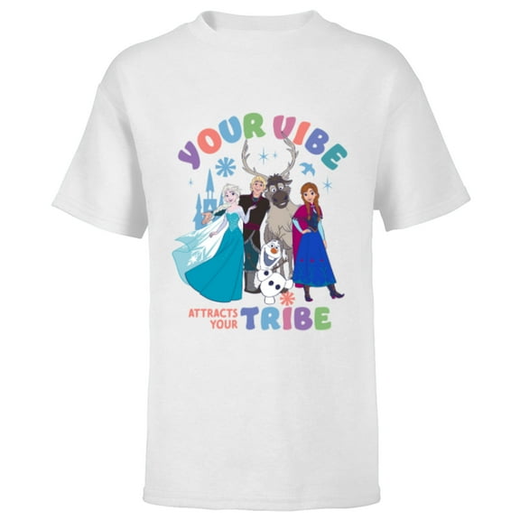 Disney Princess Frozen Friends Your Vibe Attracts Your Tribe - Short Sleeve T-Shirt for Kids - Customized-White